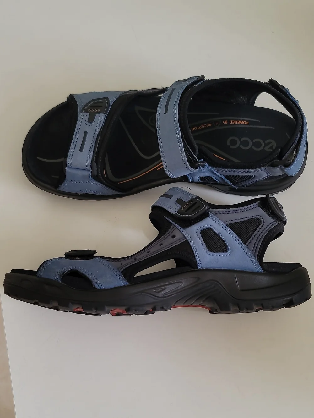 ECCO Blue Leather Adjustable Strap Sandals for Men
